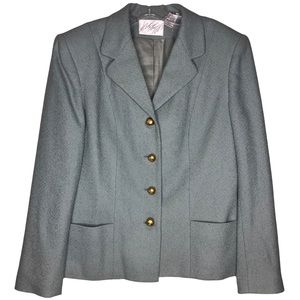 Lord & Taylor Blazer Jacket Wool Blue Size 8 Vintage Long Sleeve Suit Coat Women